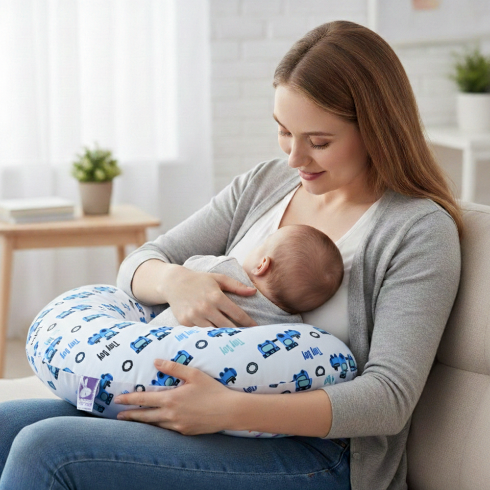Cojín de Lactancia Tiny Tren azul