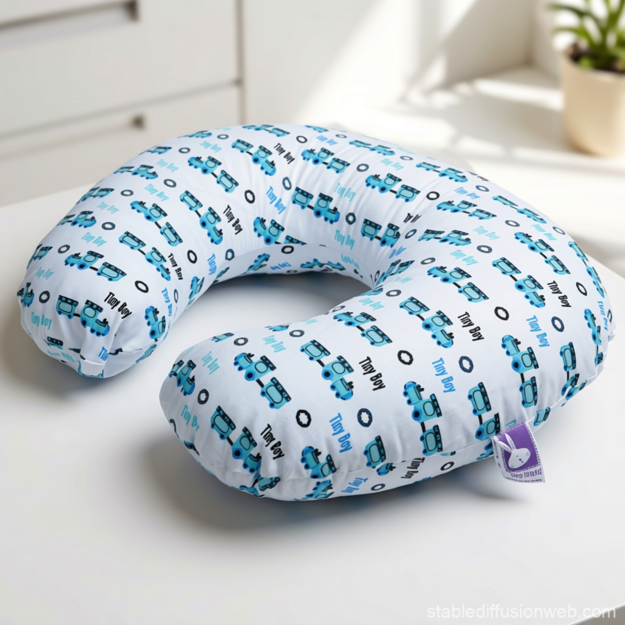 Cojín de Lactancia Tiny Tren azul - Imagen 2